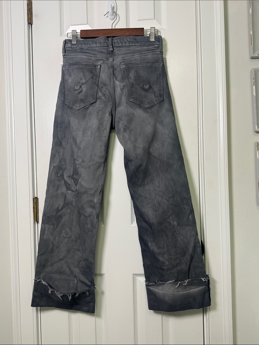 Hudson Rose Washed Slate Cuffed Wide Leg Jeans Size 27 - Picture 5 of 9